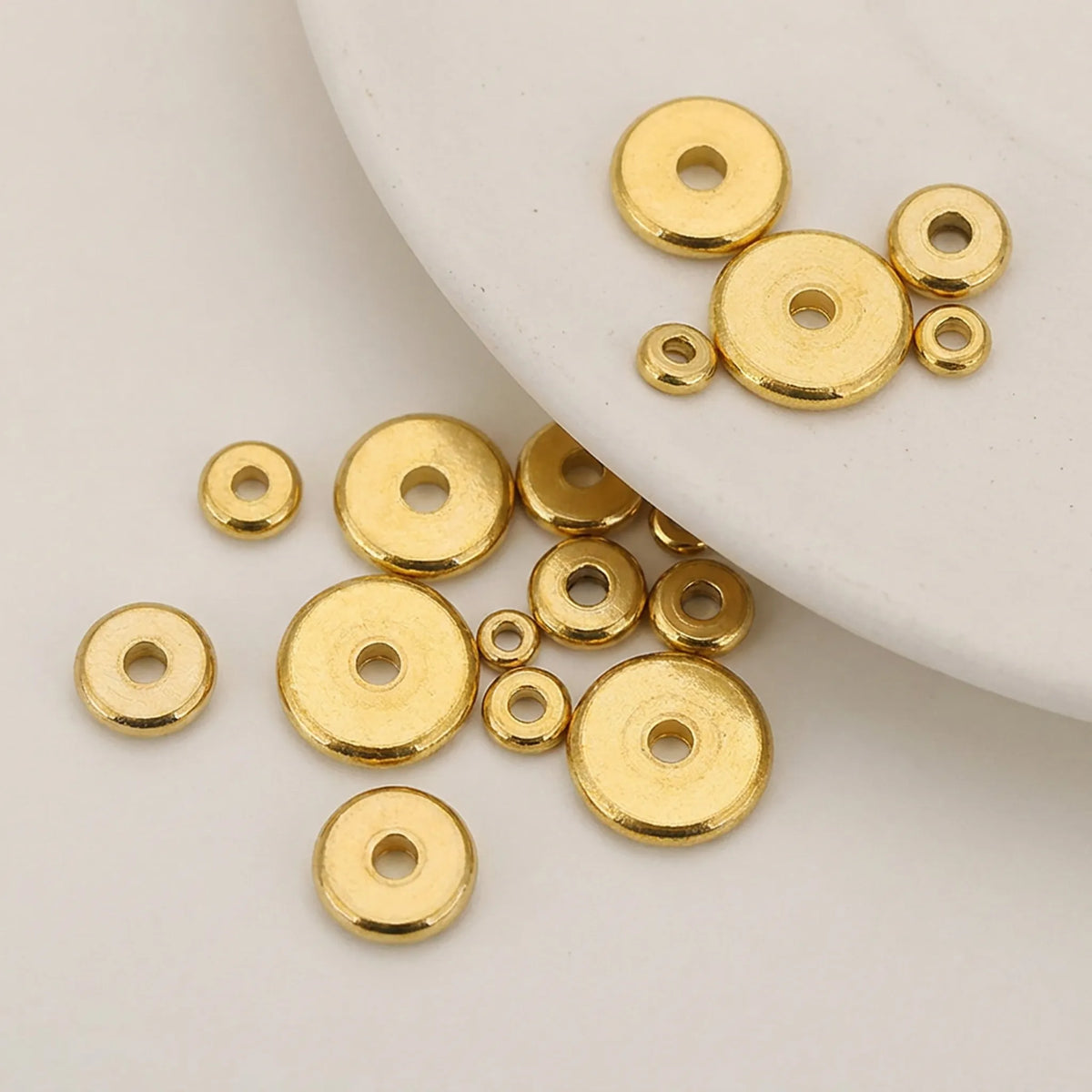 Gold 304 stainless steel flat round spacer beads