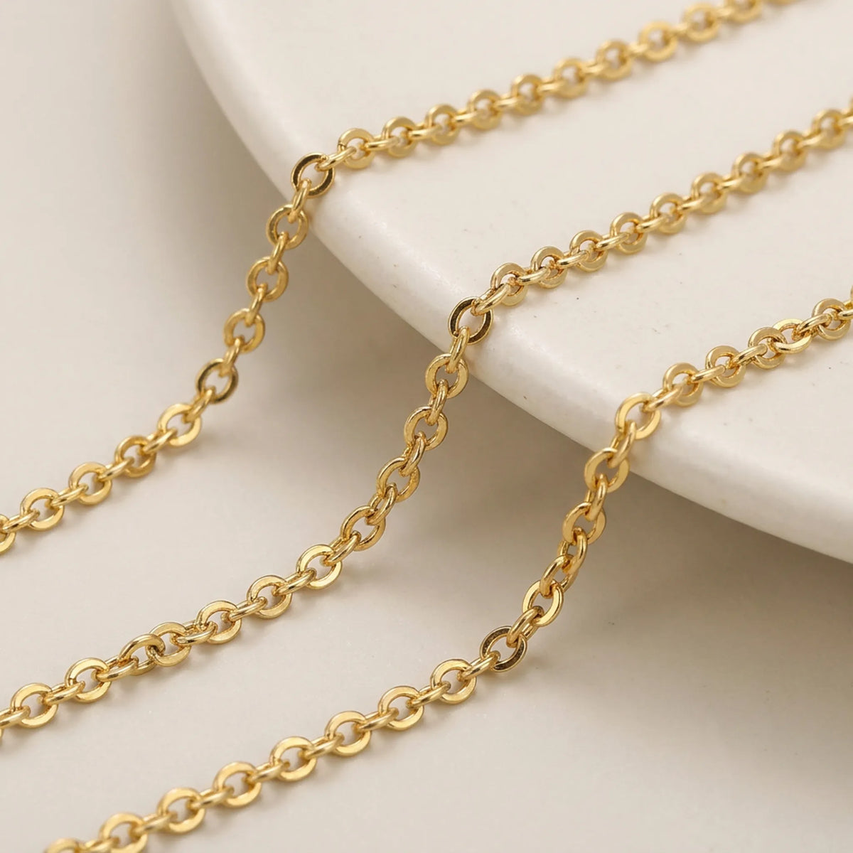 Gold oval link necklace chain for jewelry making