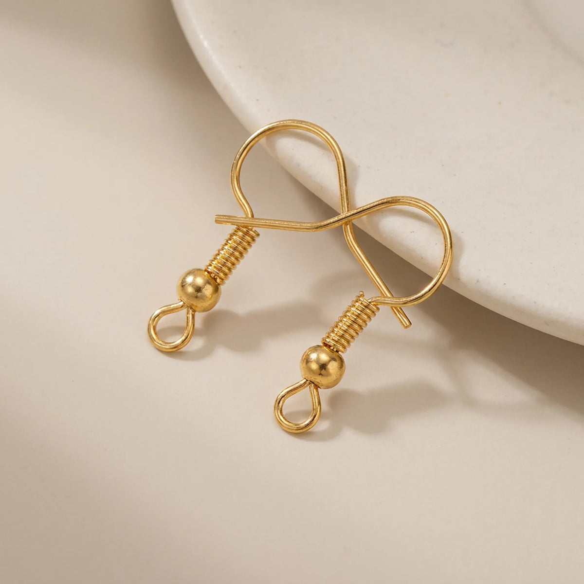 Gold 20x17mm spring end earring hooks for jewelry making