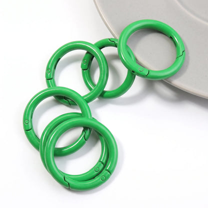 Green metal round carabiner clasps for keychains and DIY crafts