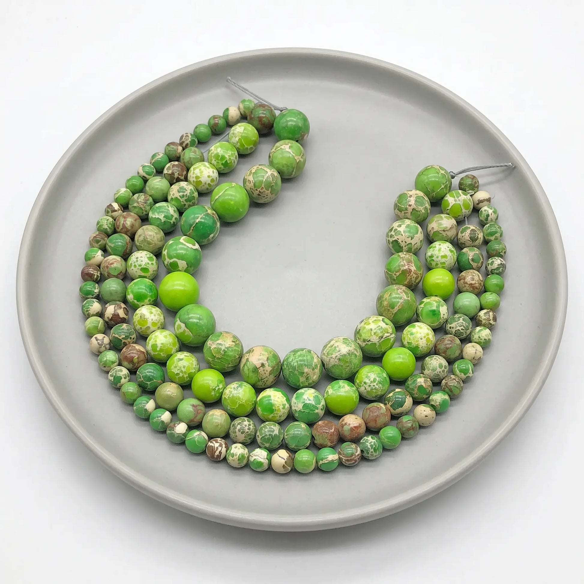 Green sea sediment jasper beads round smooth stone strand