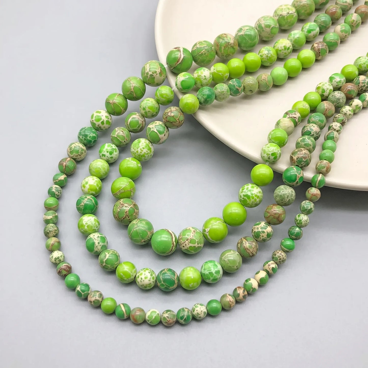 Green stone beads for jewelry making projects