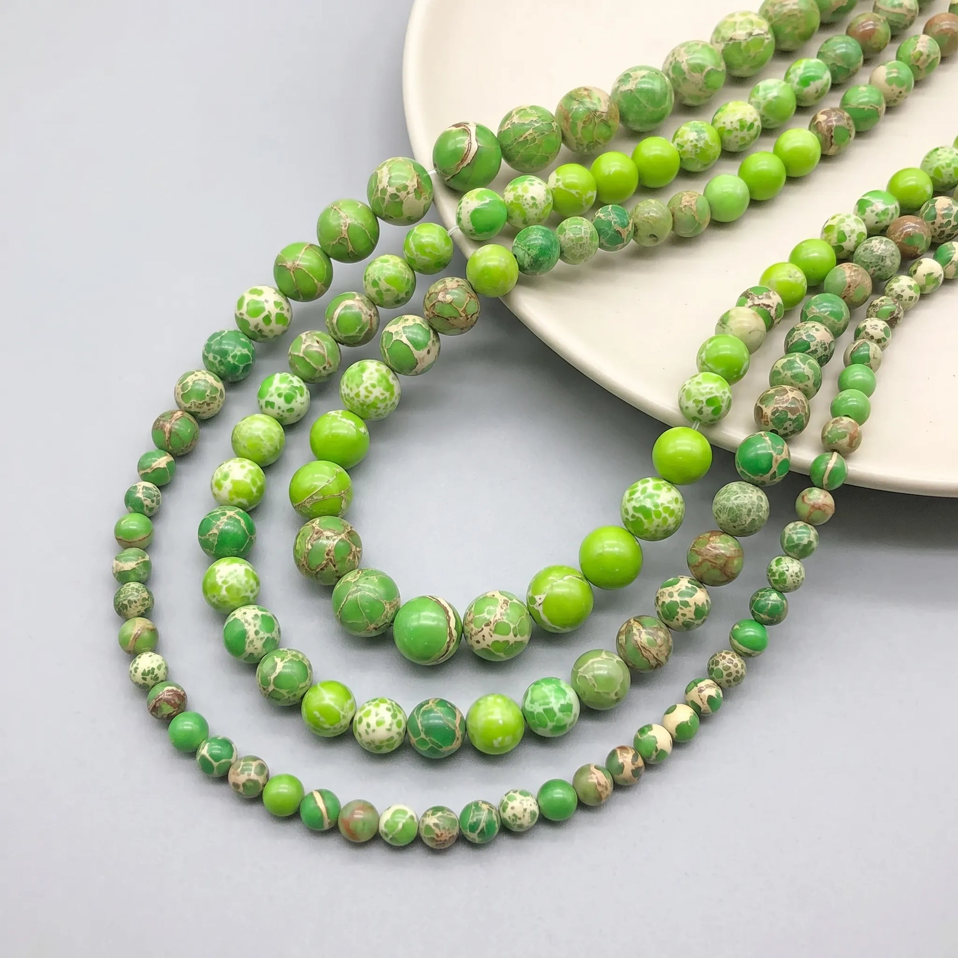 Green stone beads for jewelry making projects