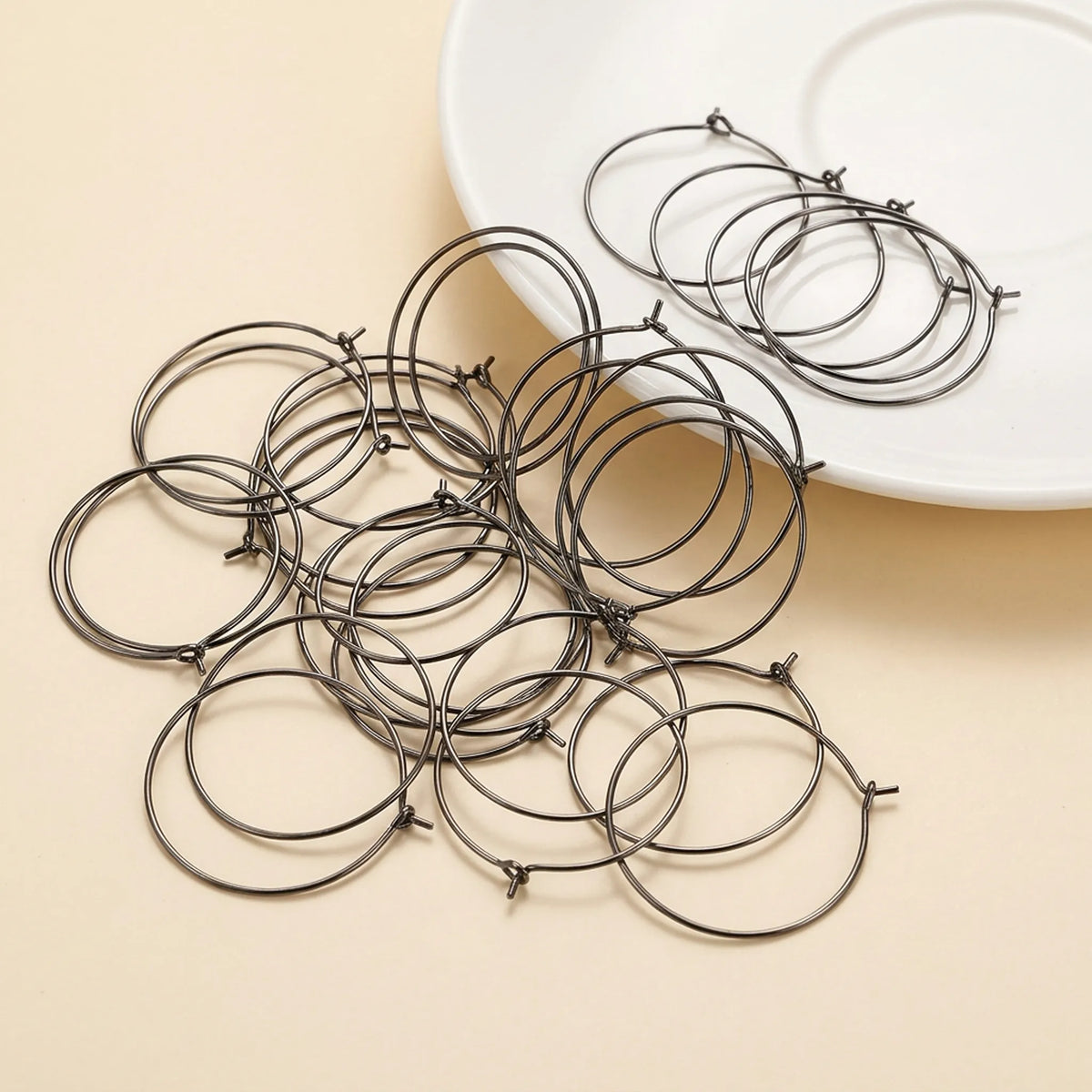 Gun black large hoop earring wires for DIY jewelry making