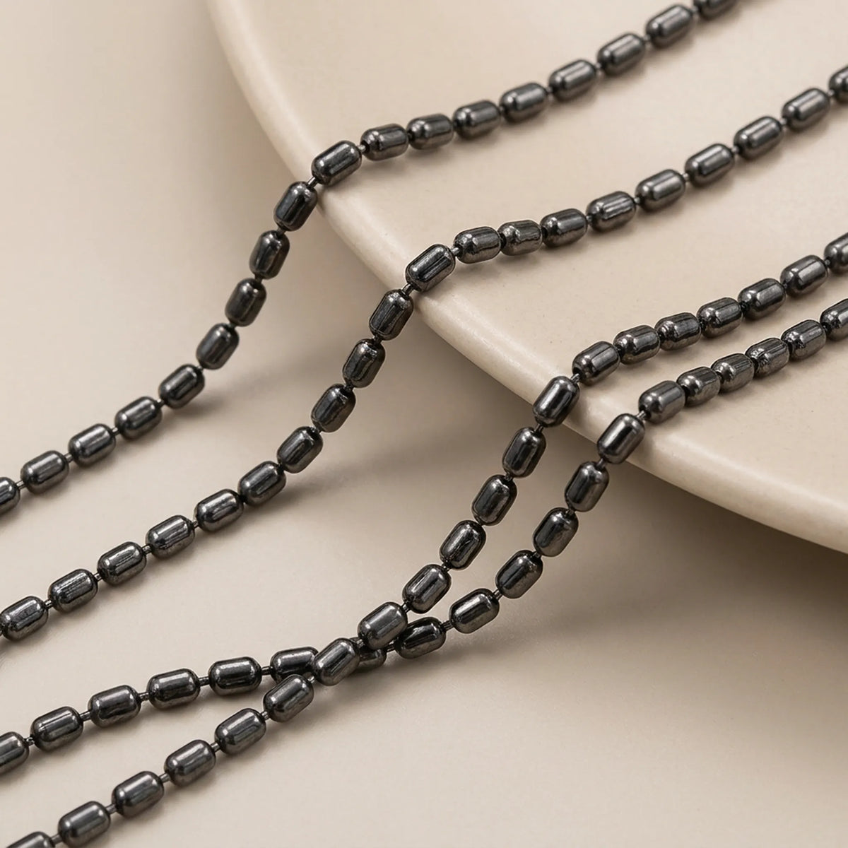 Gunmetal cylindrical bead chain