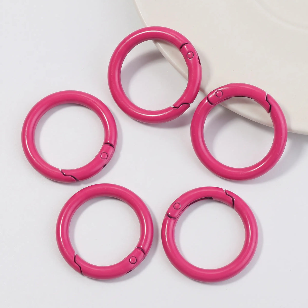 Hot pink metal round carabiner clasps for keychains and accessories