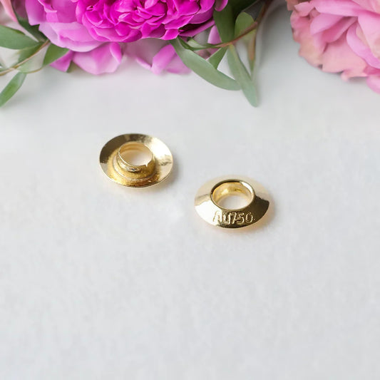 AU750 Solid 18k Carat Gold Eyelet Rivets, Big Hole Eyelet Beads, Jewelry Diy Gold Findings, Gold Filled Grommet, Jewelry Making Supplies