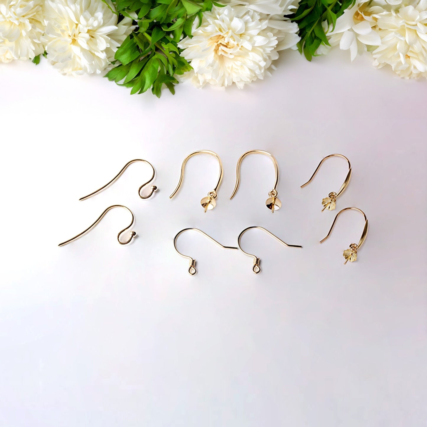 18k Gold Earring Hooks - High-Quality Hypoallergenic Ear wire, Nickel-Free Rose and White Gold Fish Hooks, Variant with ball or Eyepin bead