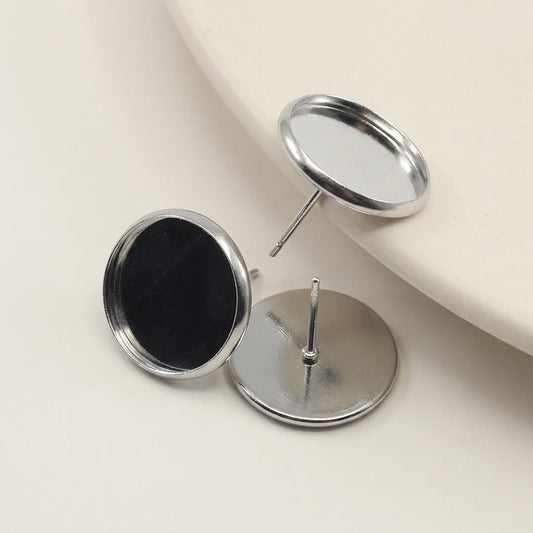 Rhodium plated iron blank stud earring base with flat back post