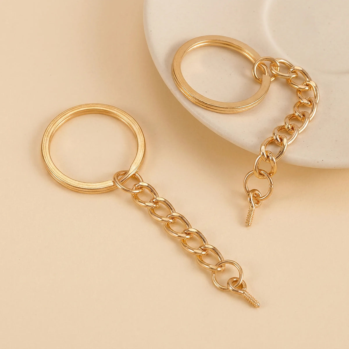 KC gold split key ring with eye screw and chain for keychain making