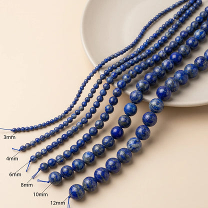 Natural lapis lazuli beads available in multiple sizes