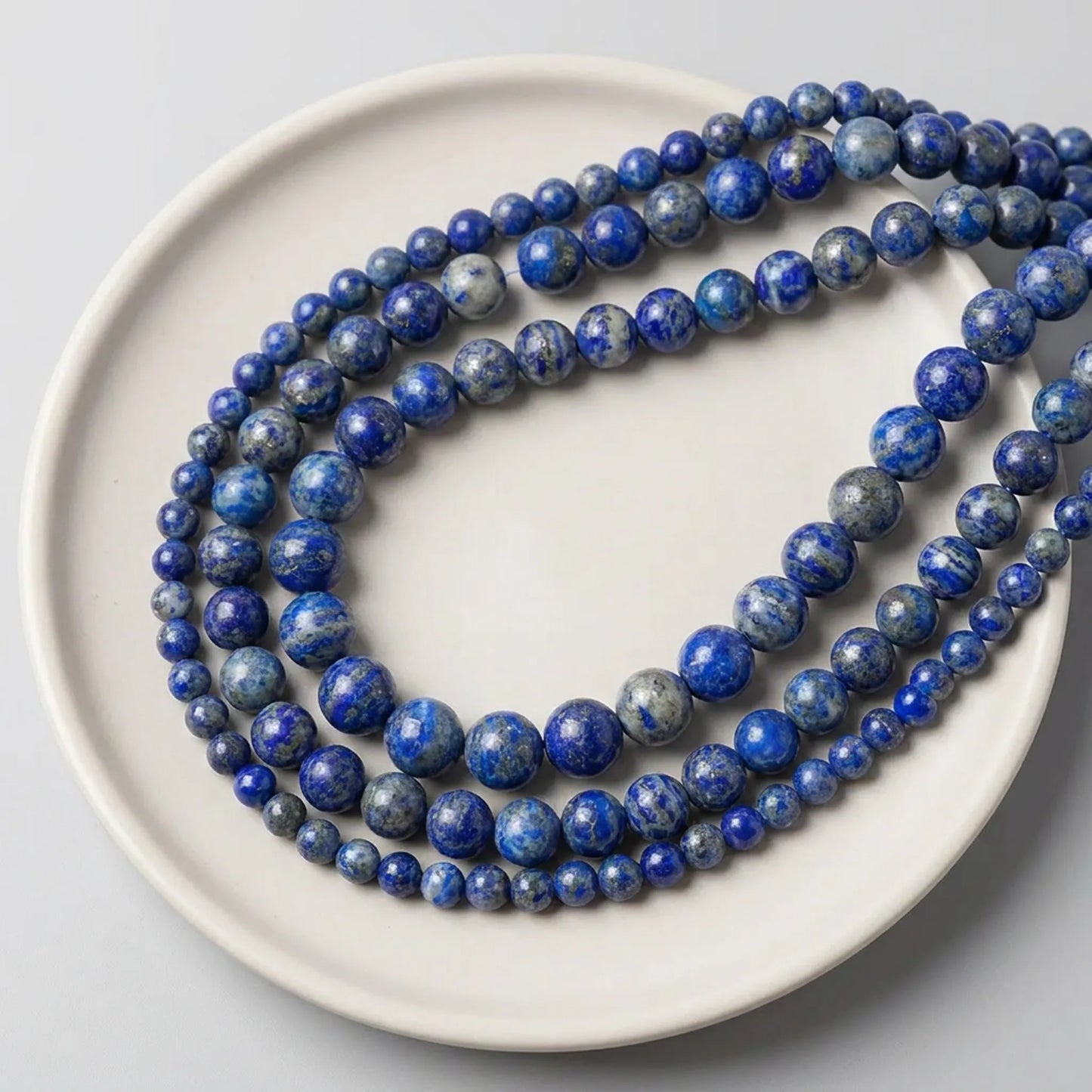 Natural lapis lazuli beads round blue stone strand