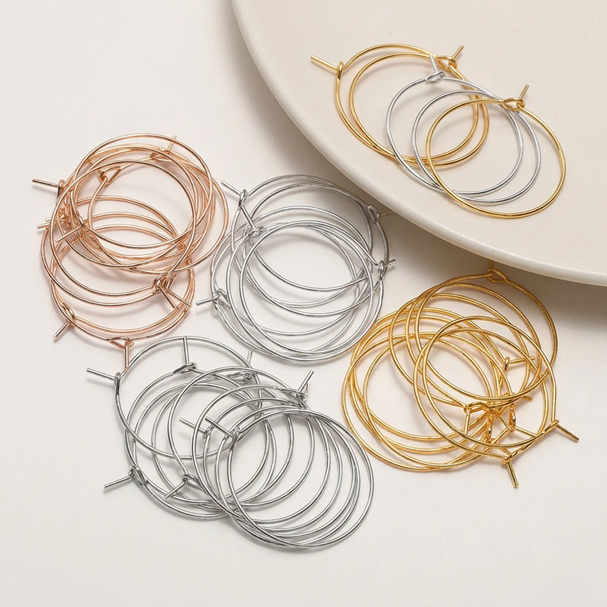 Large hoop earring wires 20mm 25mm 30mm 35mm 40mm for jewelry making in gold silver rose gold black bronze and mixed colors