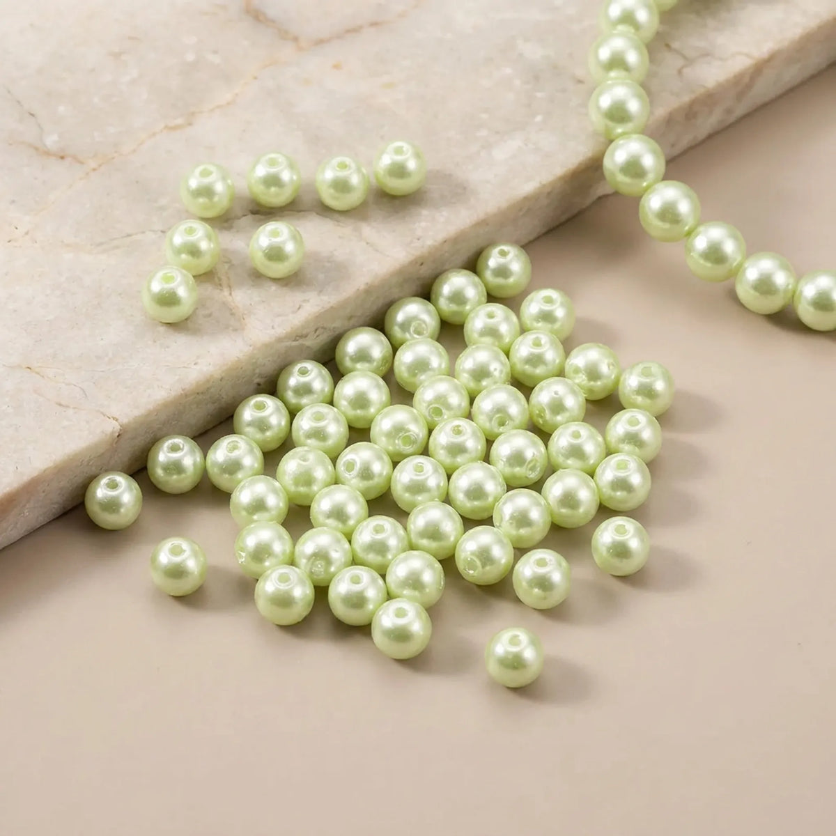 Light Green Czech Glass Pearl Beads Pearl Coated Round Loose Glass Beads for Jewelry Making