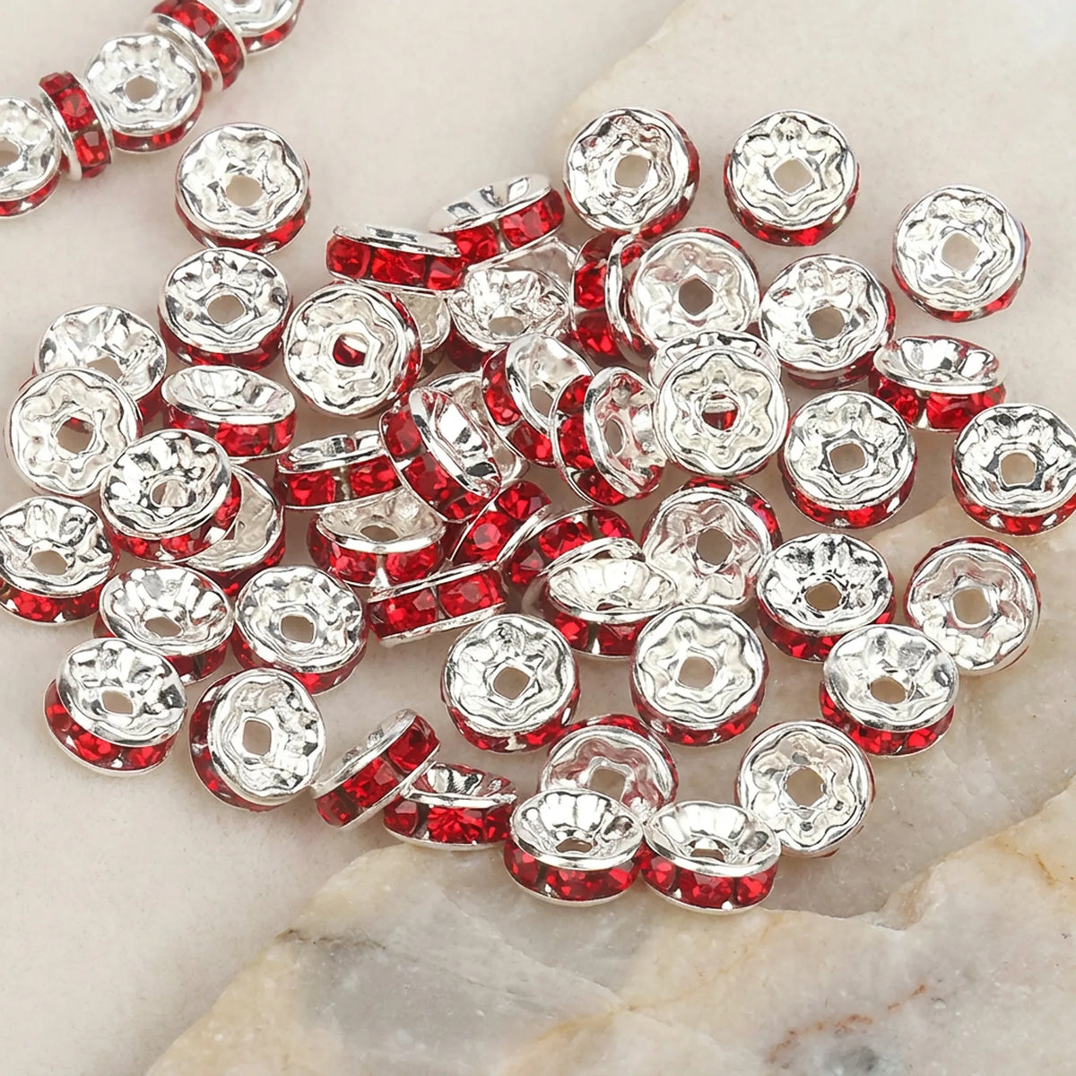 Light Siam rhinestone rondelle spacer beads for bracelets necklaces and DIY jewelry making