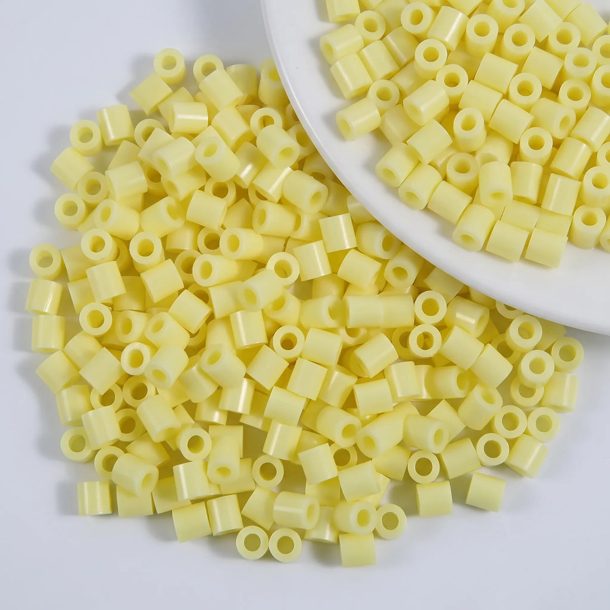 Light yellow cylinder craft beads with large holes for jewelry making