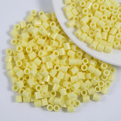 Light yellow cylinder craft beads with large holes for jewelry making