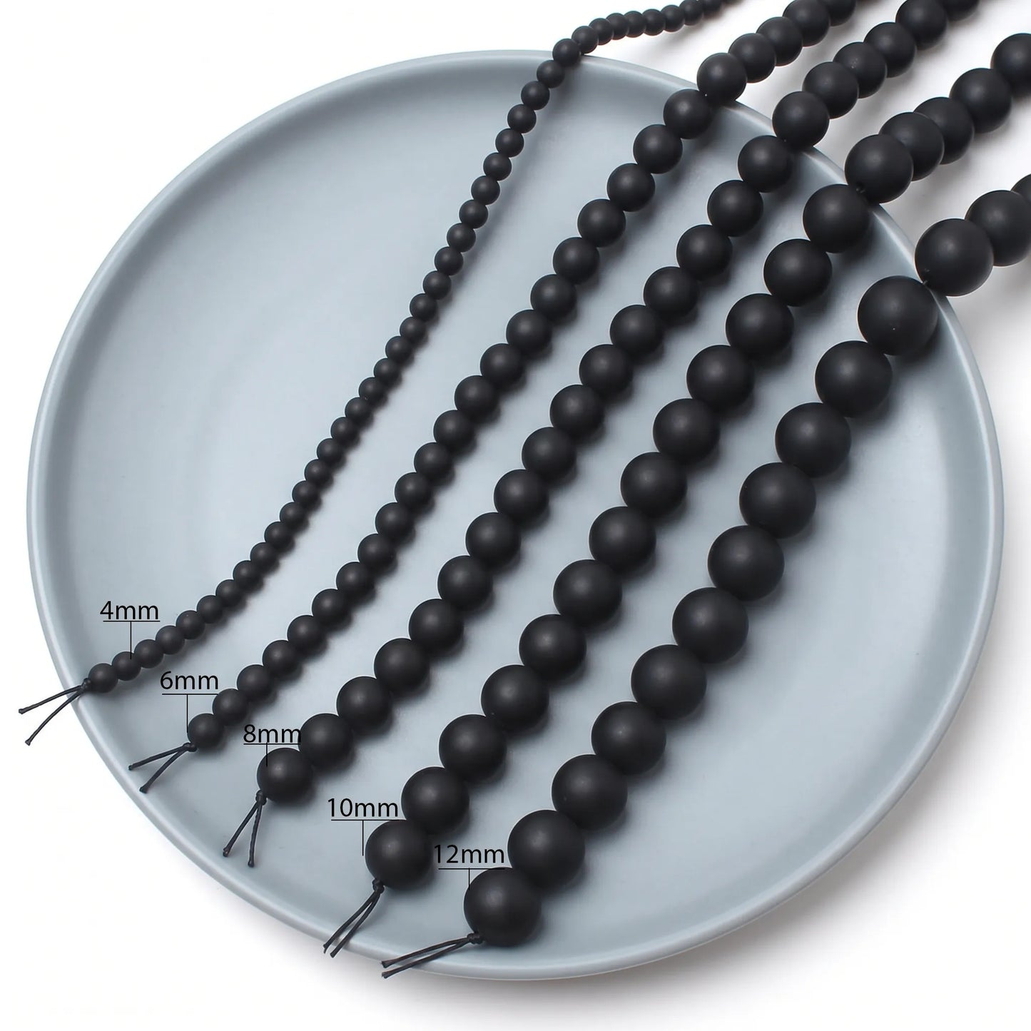 Matte black onyx beads available in multiple sizes
