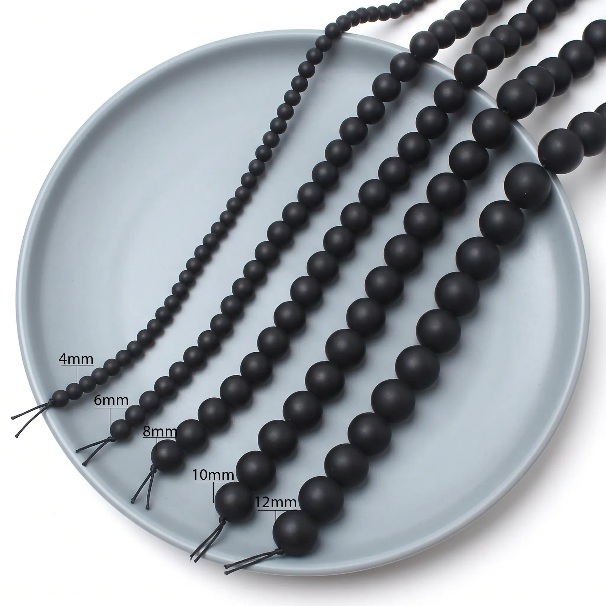 Matte black onyx beads available in multiple sizes