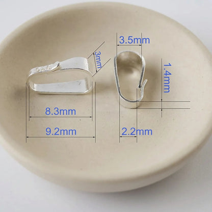 medium 925 sterling silver pinch bail dimensions 9.2mm by 3.5mm