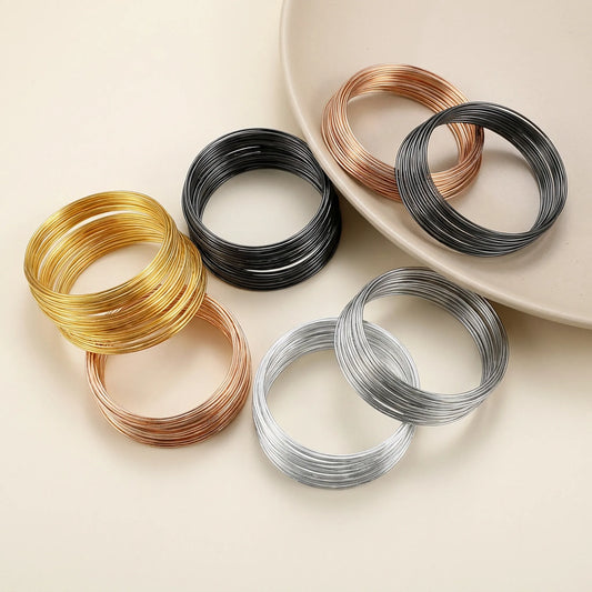 Memory Steel Wire Bracelet Rings Available in Gold Silver Black Rhodium KC Gold and Antique Bronze