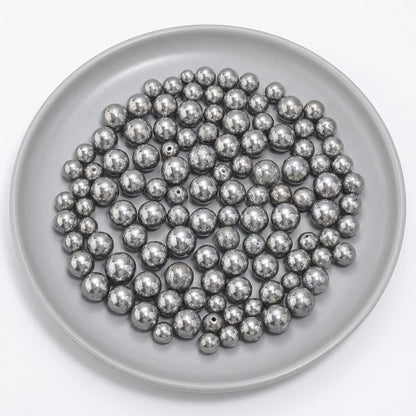 Metallic silver beads for jewelry making projects