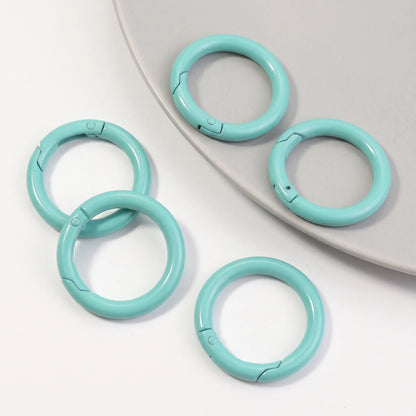Mint green metal round carabiner clasps with spring opening