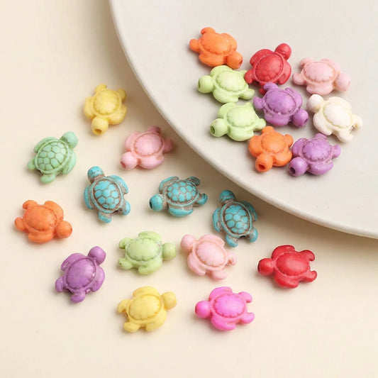 Mixed color carved turtle howlite beads 14x18mm for jewelry making