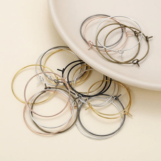 Mixed color large hoop earring wires for jewelry making including gold silver bronze black rose gold and rhodium finishes