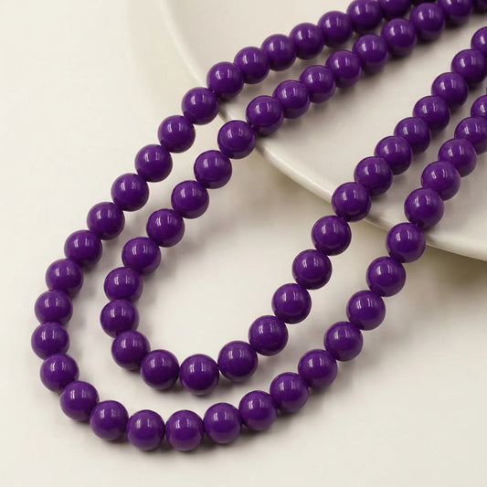 Multiple strands of opal purple coated glass round beads for jewelry making