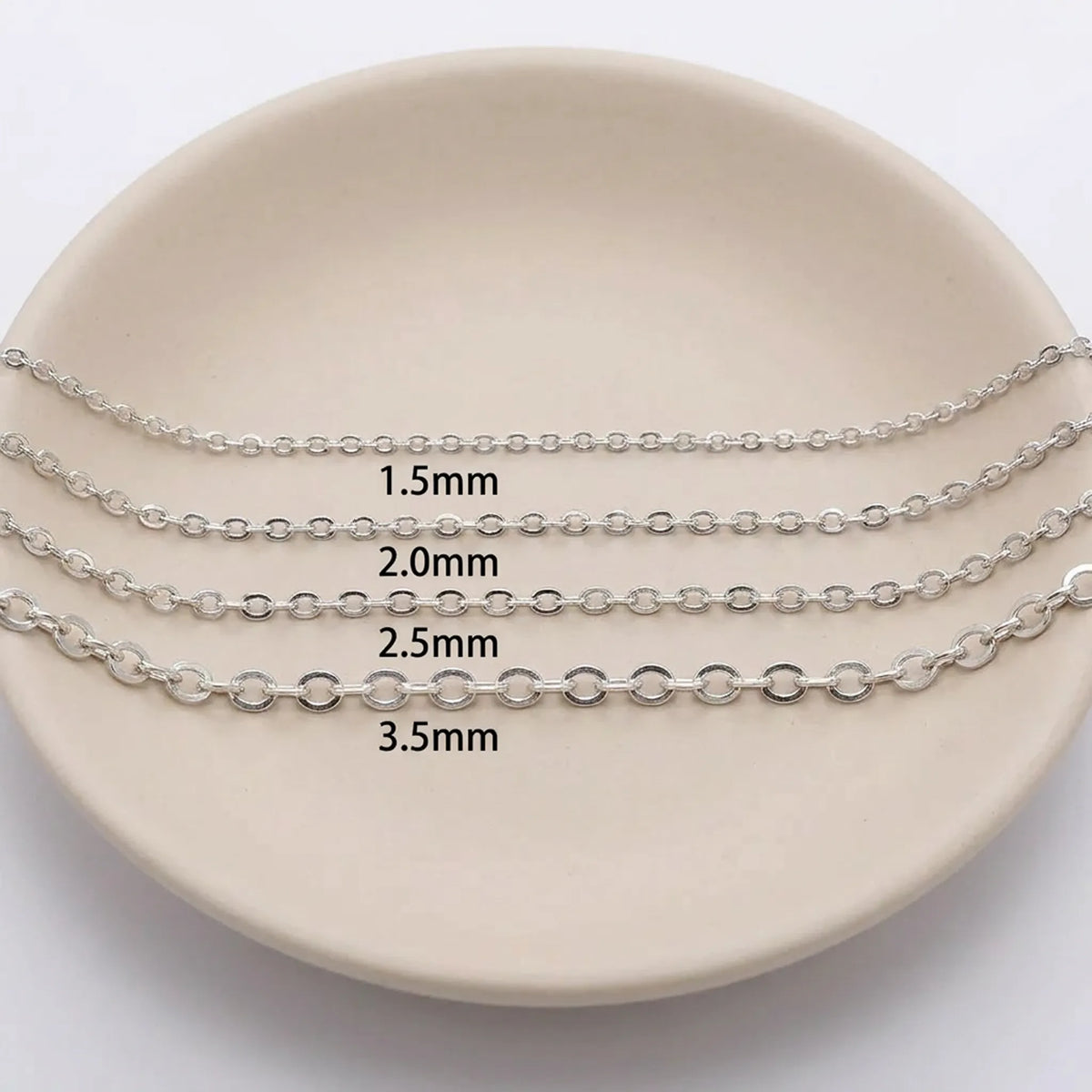 Oval link necklace chain available in multiple link sizes