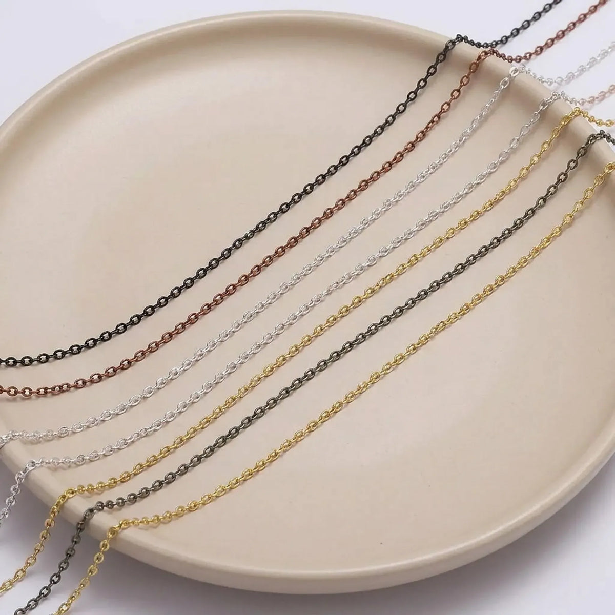 Close up of oval link jewelry chain for handmade projects