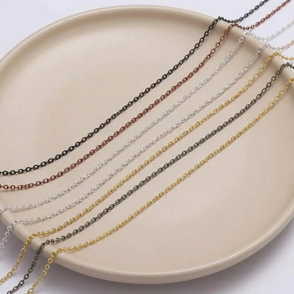 Close up of oval link jewelry chain for handmade projects