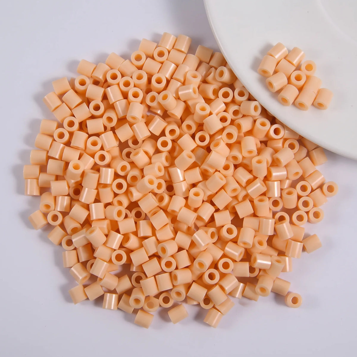 Peach cylinder craft beads with large holes for jewelry making