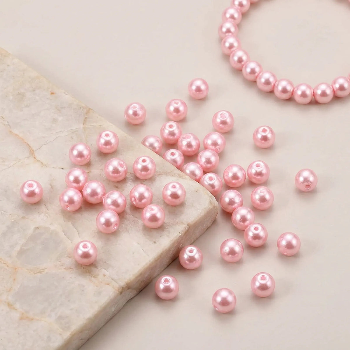 Pink Czech Glass Pearl Beads used for a handmade necklace and bracelet jewelry making project