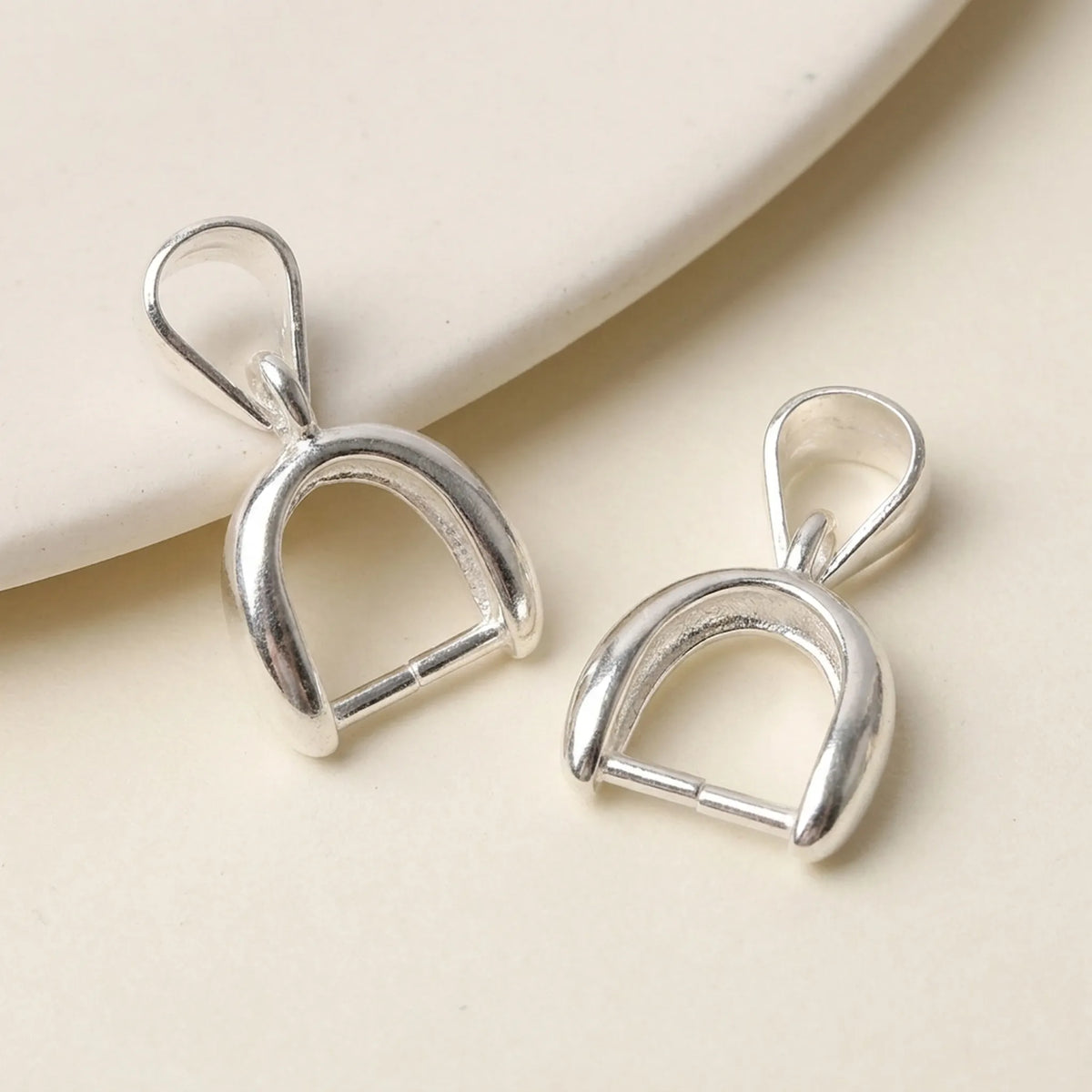 Plain silver 925 sterling silver pinch bails for pendant making