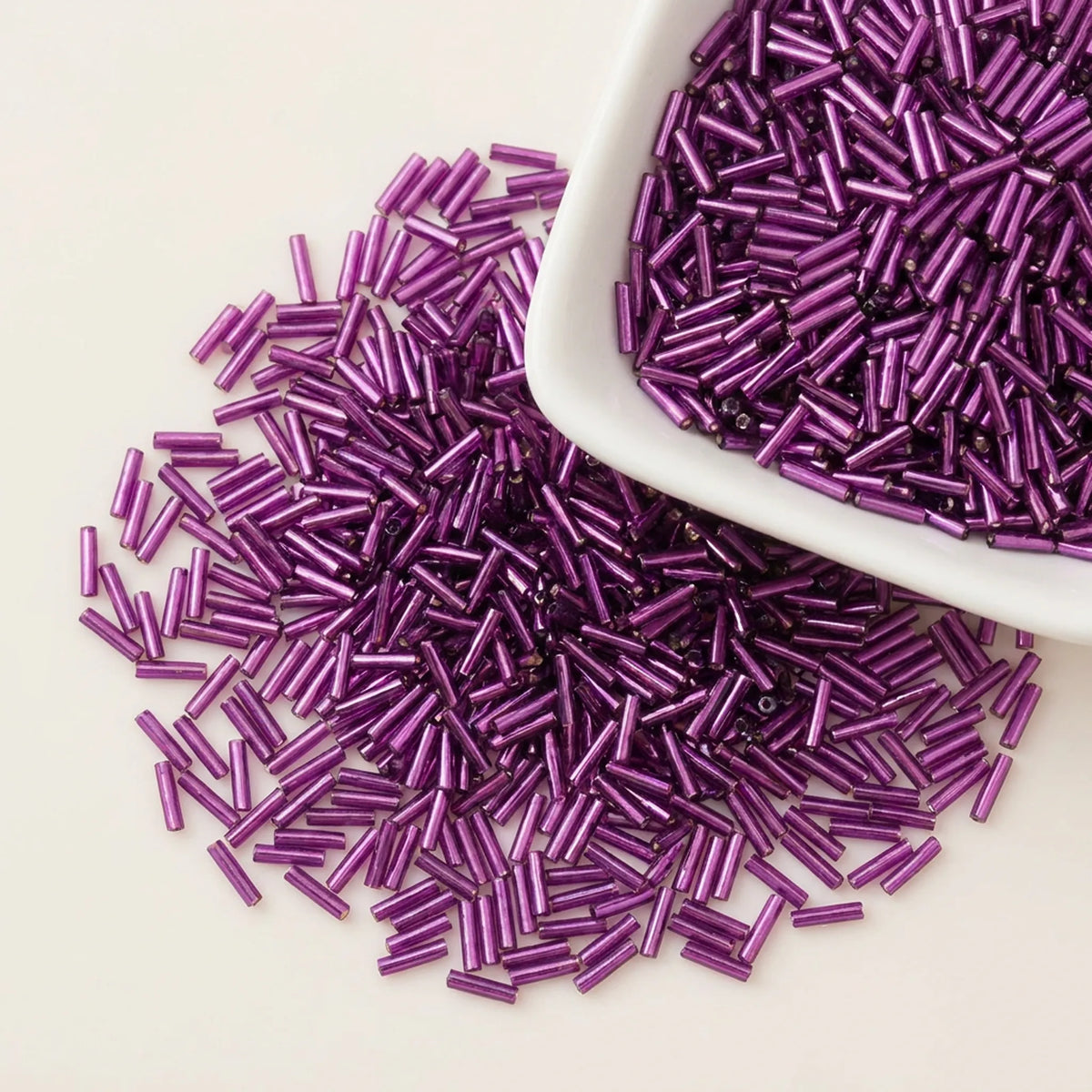 Dark purple 2x6mm long tube lined cylinder glass seed beads for jewelry making, 400pcs