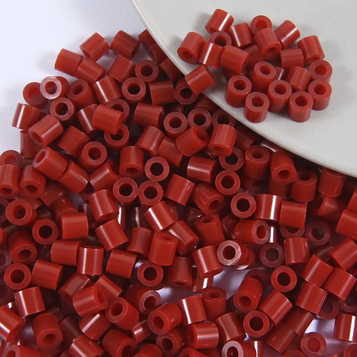 Red brown cylinder craft beads with large holes for jewelry making