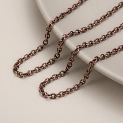 Red copper oval link necklace chain