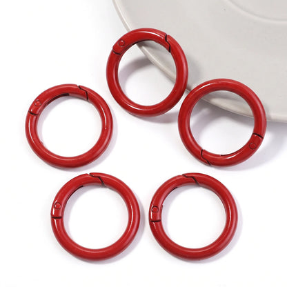 Red metal round carabiner clasps with spring opening