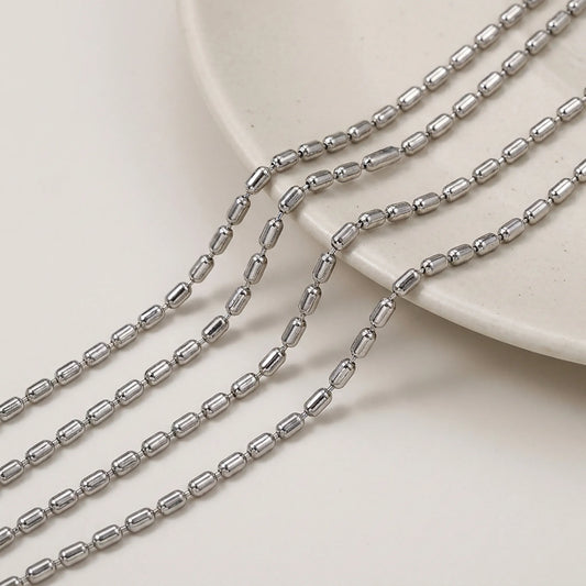 Silver cylindrical bead chain for handmade jewelry