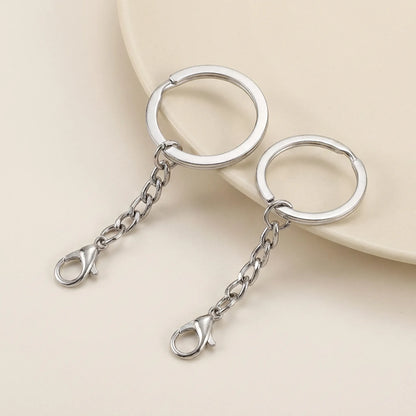 Rhodium key ring with lobster clasp chain for jewelry making