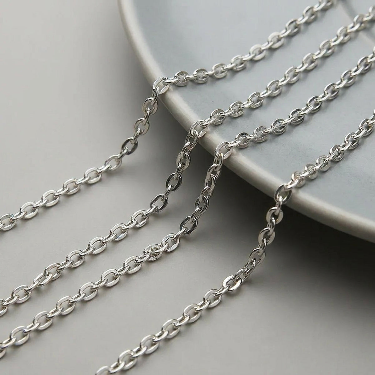 Silver rolo link chain for handmade jewelry