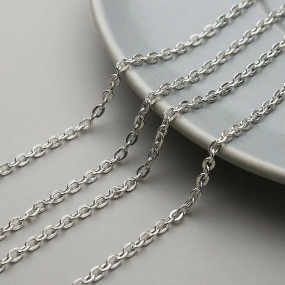 Silver rolo link chain for handmade jewelry