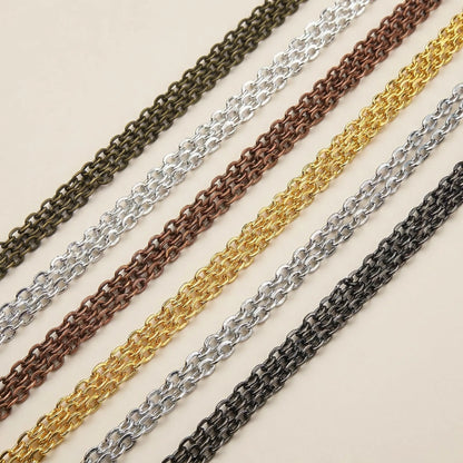 Close up of round rolo link chain for jewelry making