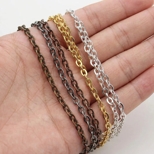 Rolo link chain shown in hand for size comparison