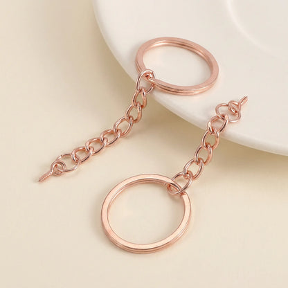 Rose gold split key ring with eye screw and chain for DIY keychain making