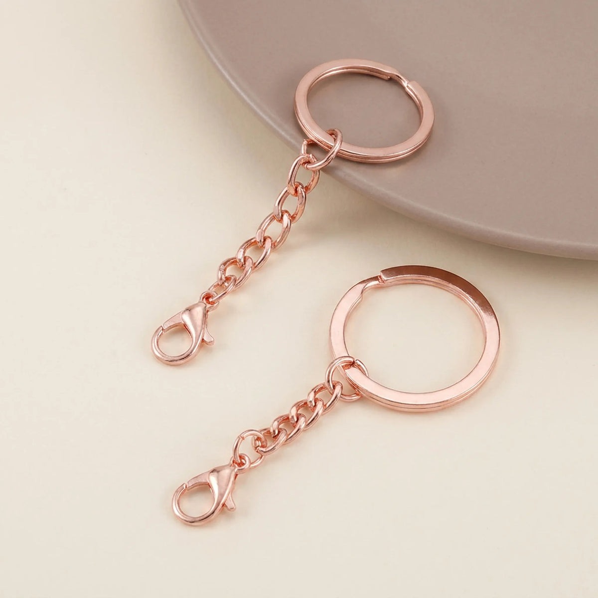Rose gold key ring with lobster clasp chain for handmade accessories