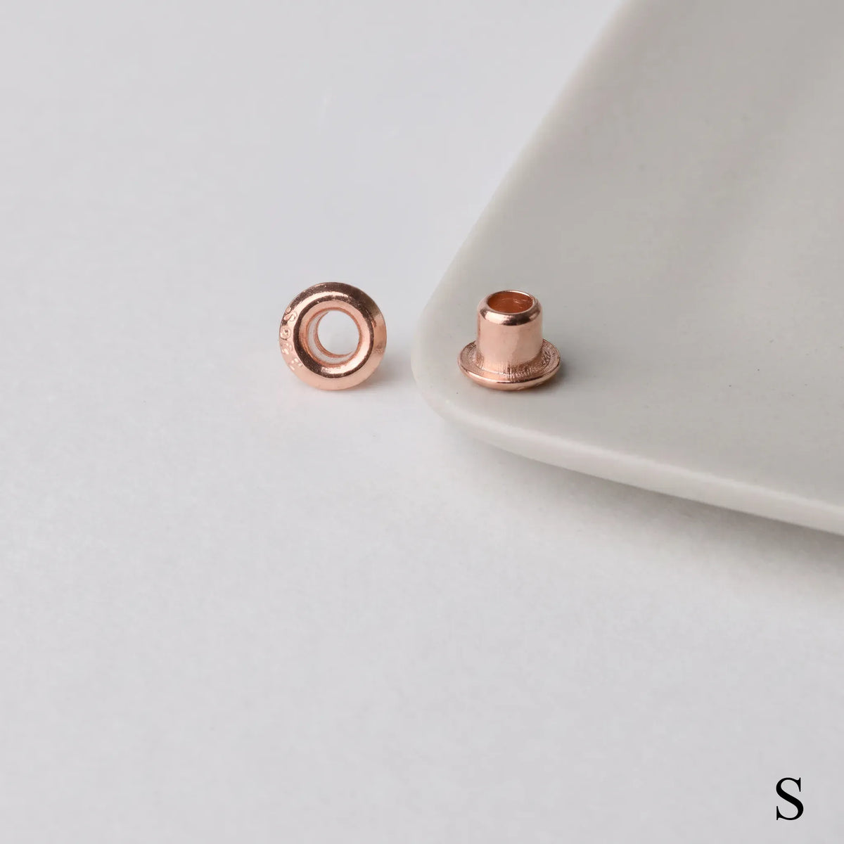 Rose gold 925 sterling silver grommet eyelet rivets, 3.3mm outer diameter