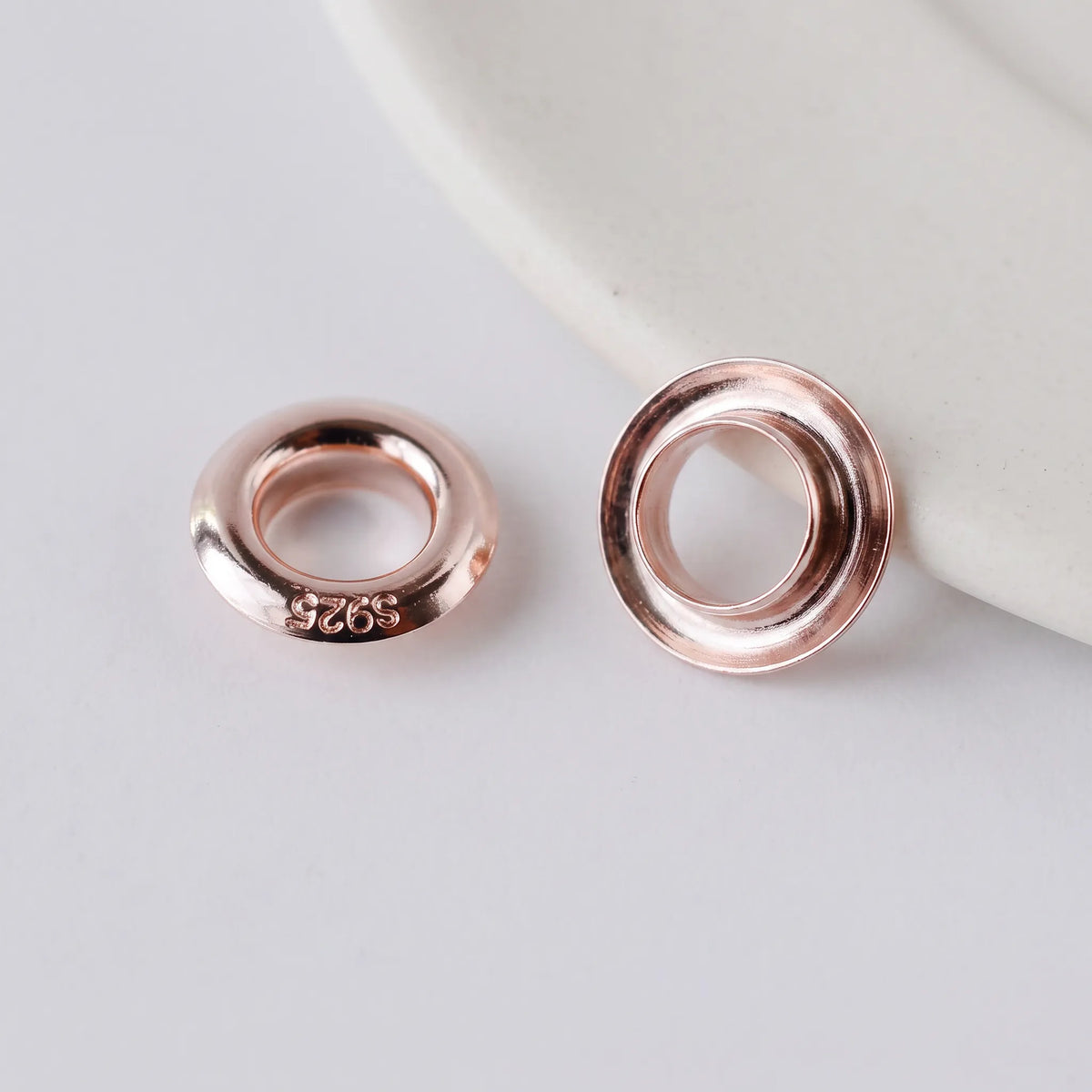 Rose gold 925 sterling silver grommet eyelet rivets, 8.3mm outer diameter